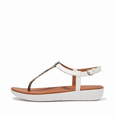 Fitflop Women's TIA Snake Print Leather Back-Strap Sandals - White, BF3912648